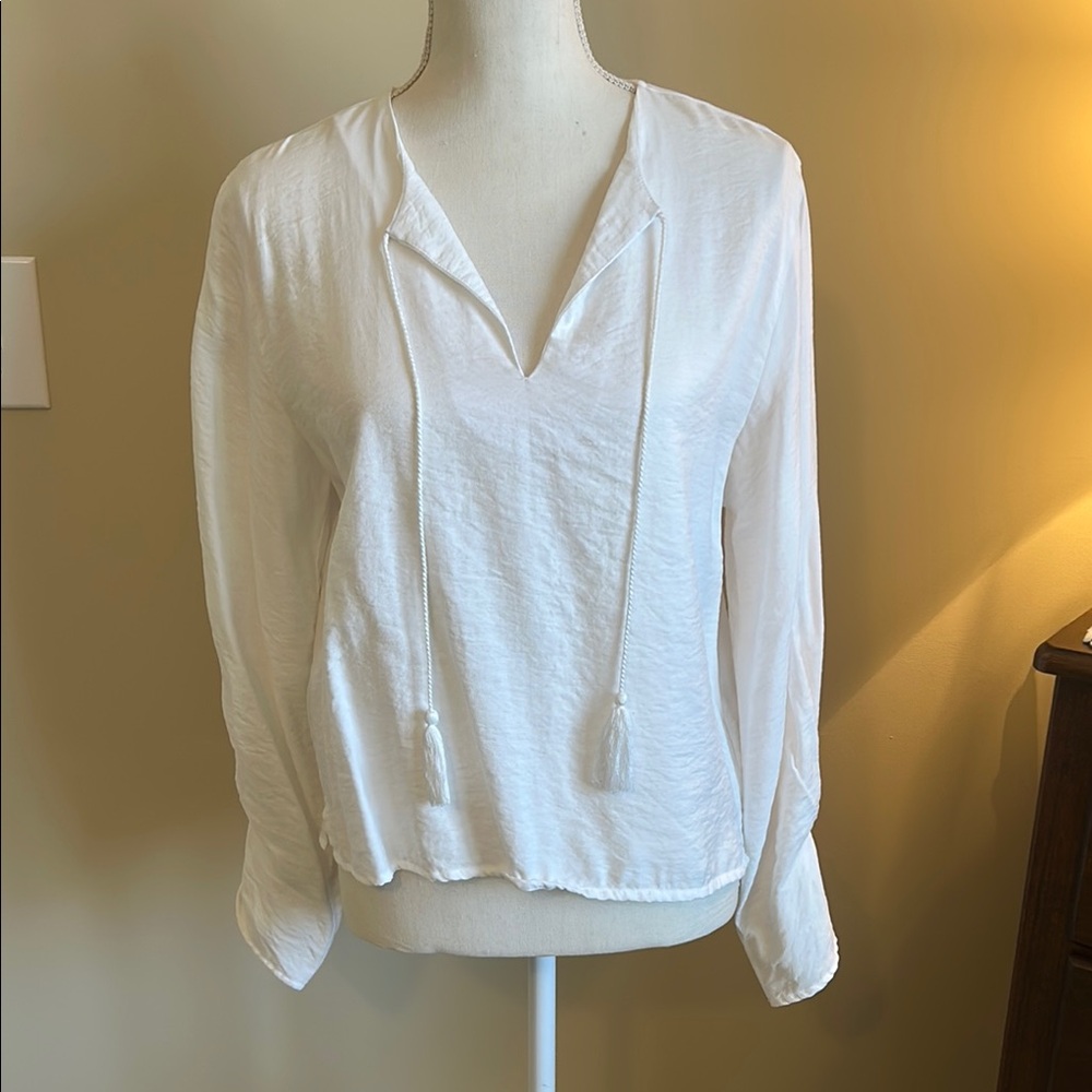 Marc New York White Tie Front Relaxed Blouse